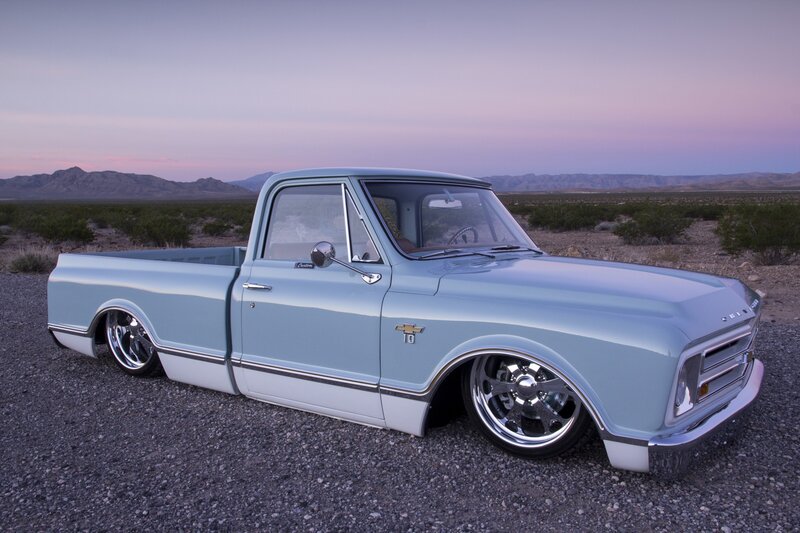 Light Blue Pickup Truck — Serene, Sunset