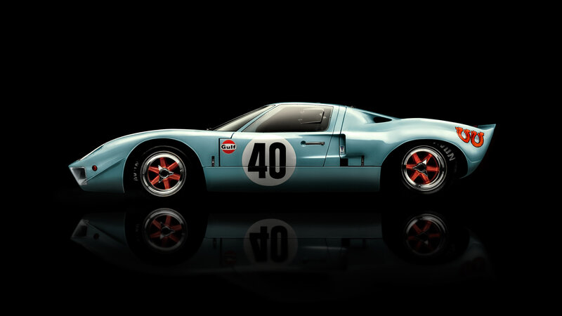 Light-blue Race Car — Blue, Dramatic, Photograph, Gulf Logo