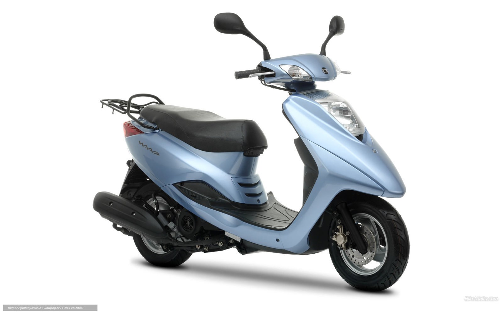 light blue scooter on white background