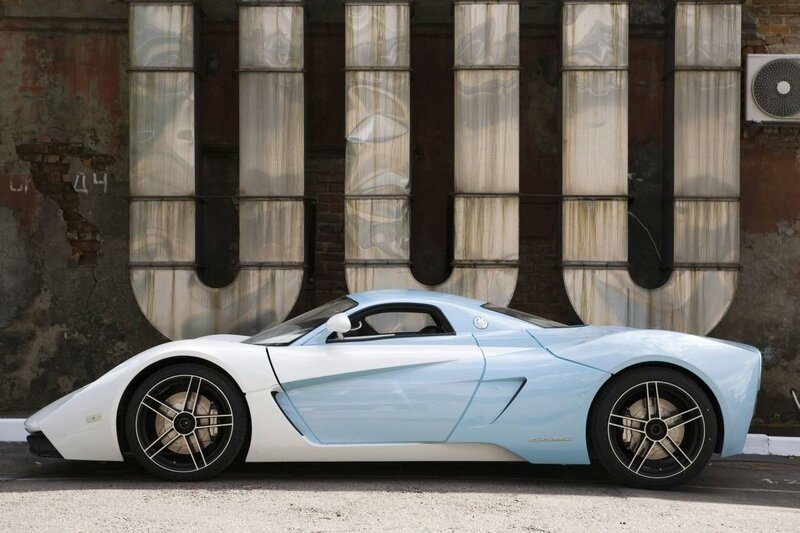 light blue sports car