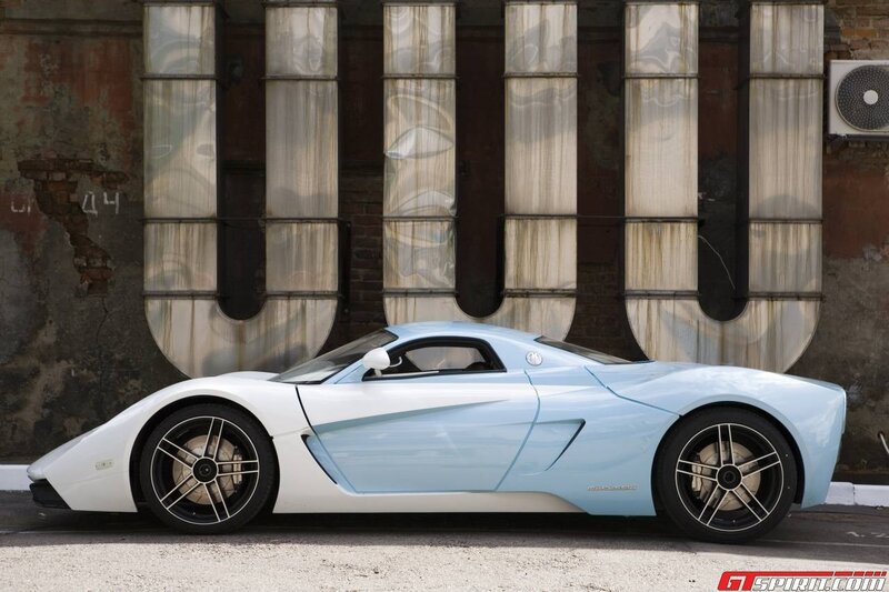 light blue sports car