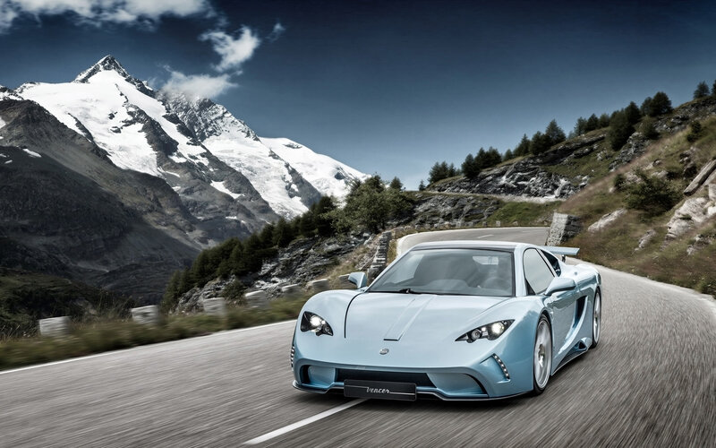 Light-blue Sports Car — Blue, Dramatic, Afternoon