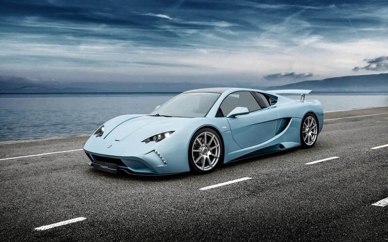 Light-blue Sports Car — Blue, Dramatic, Photograph