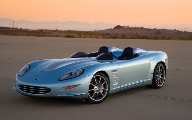 Light-blue Sports Car — Blue, Serene, Sunset