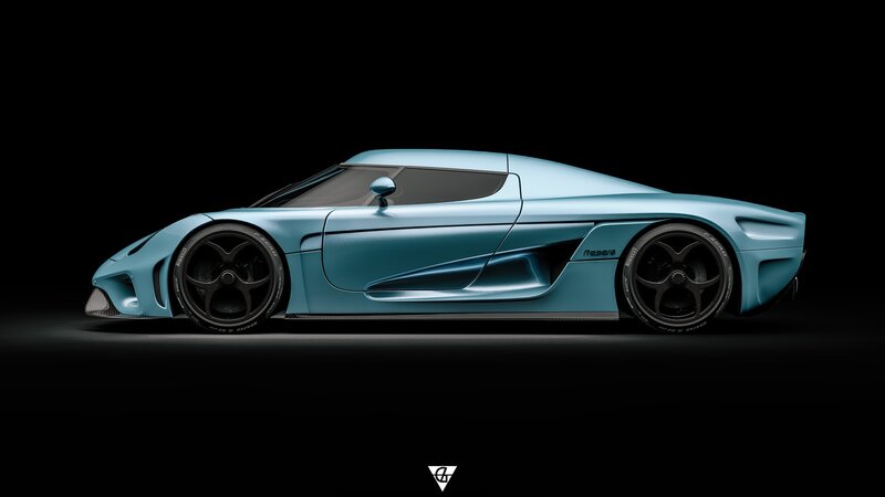 Light Blue Sports Car — Dramatic, 3d Render, Black Wheels