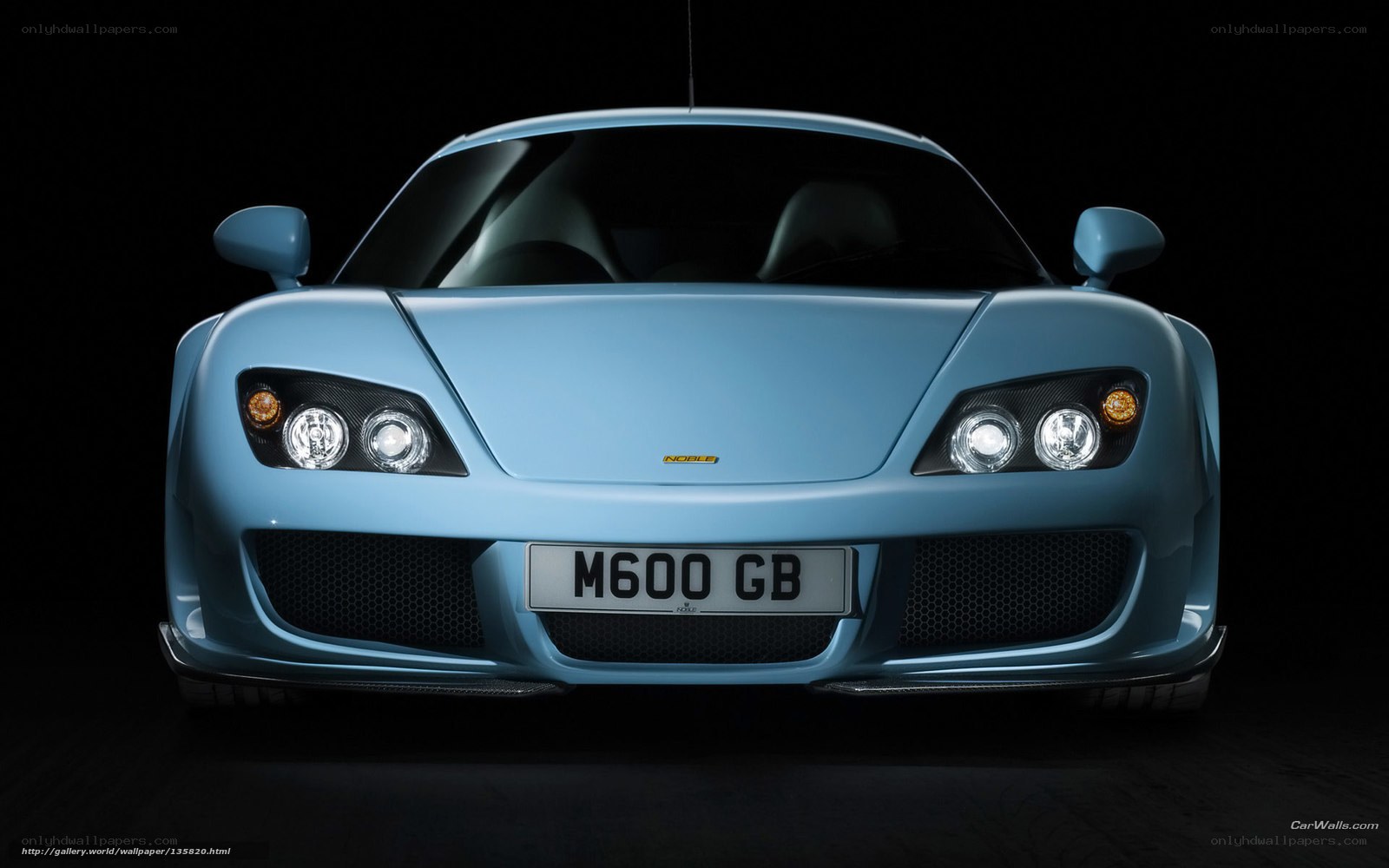 light blue sports car front view