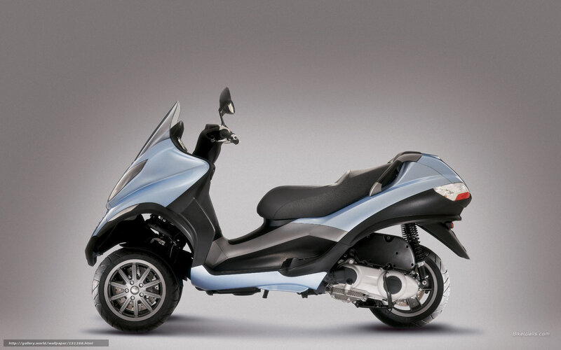 Light Blue Three-wheeled Scooter — Neutral, Photograph, Seat