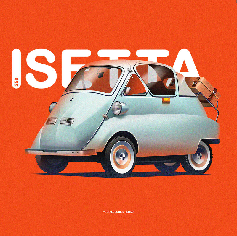 Light-blue Vintage Car — Orange
