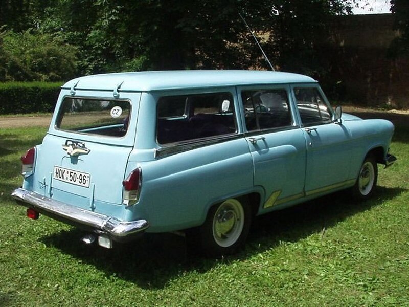 light blue vintage station wagon