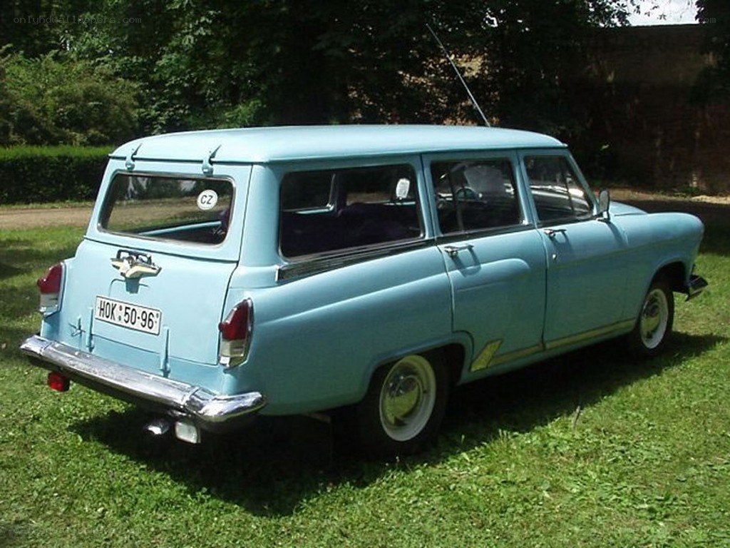 light blue vintage station wagon