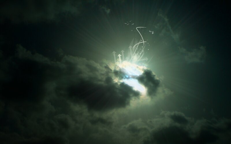 light breaking through clouds