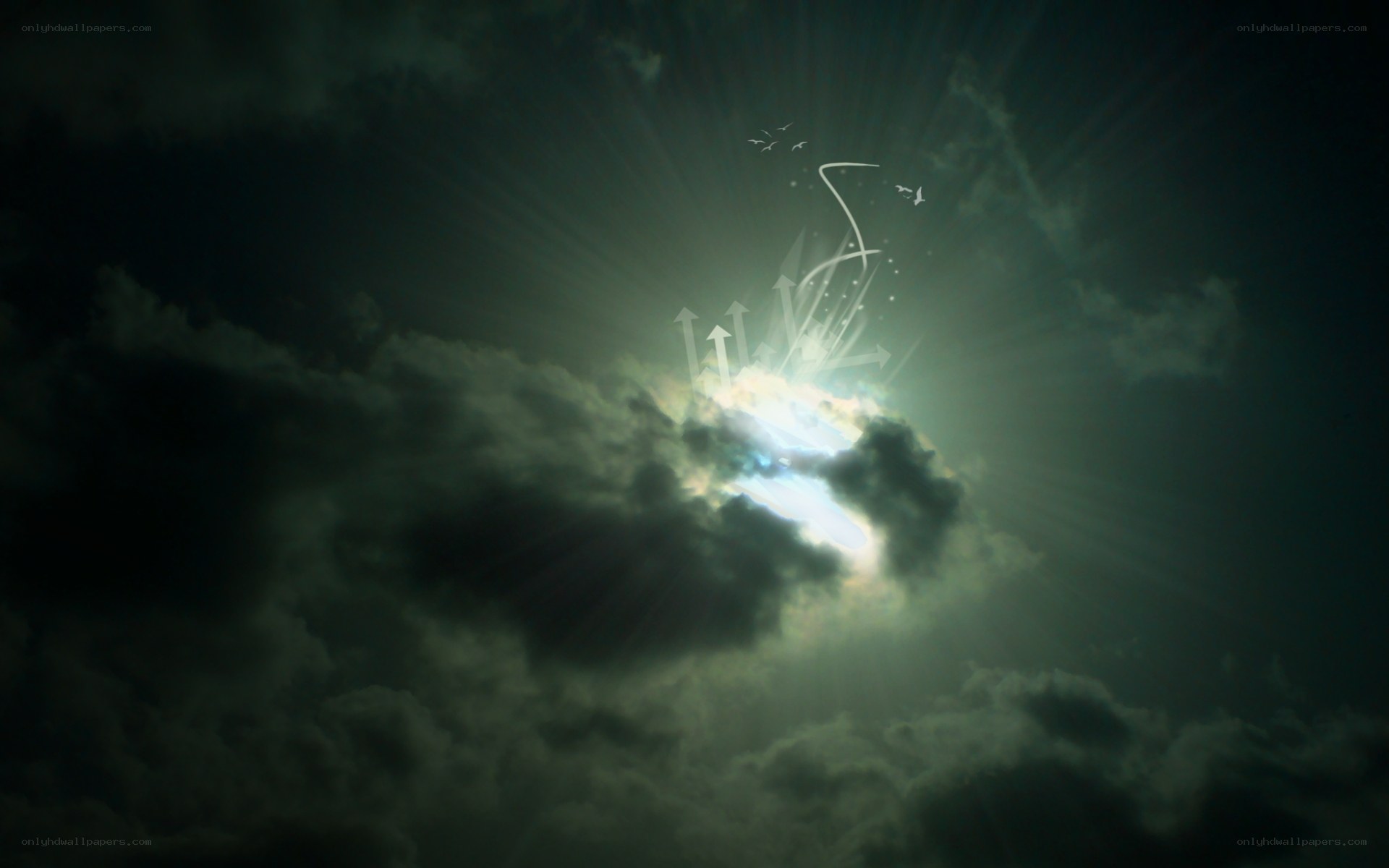 light breaking through clouds