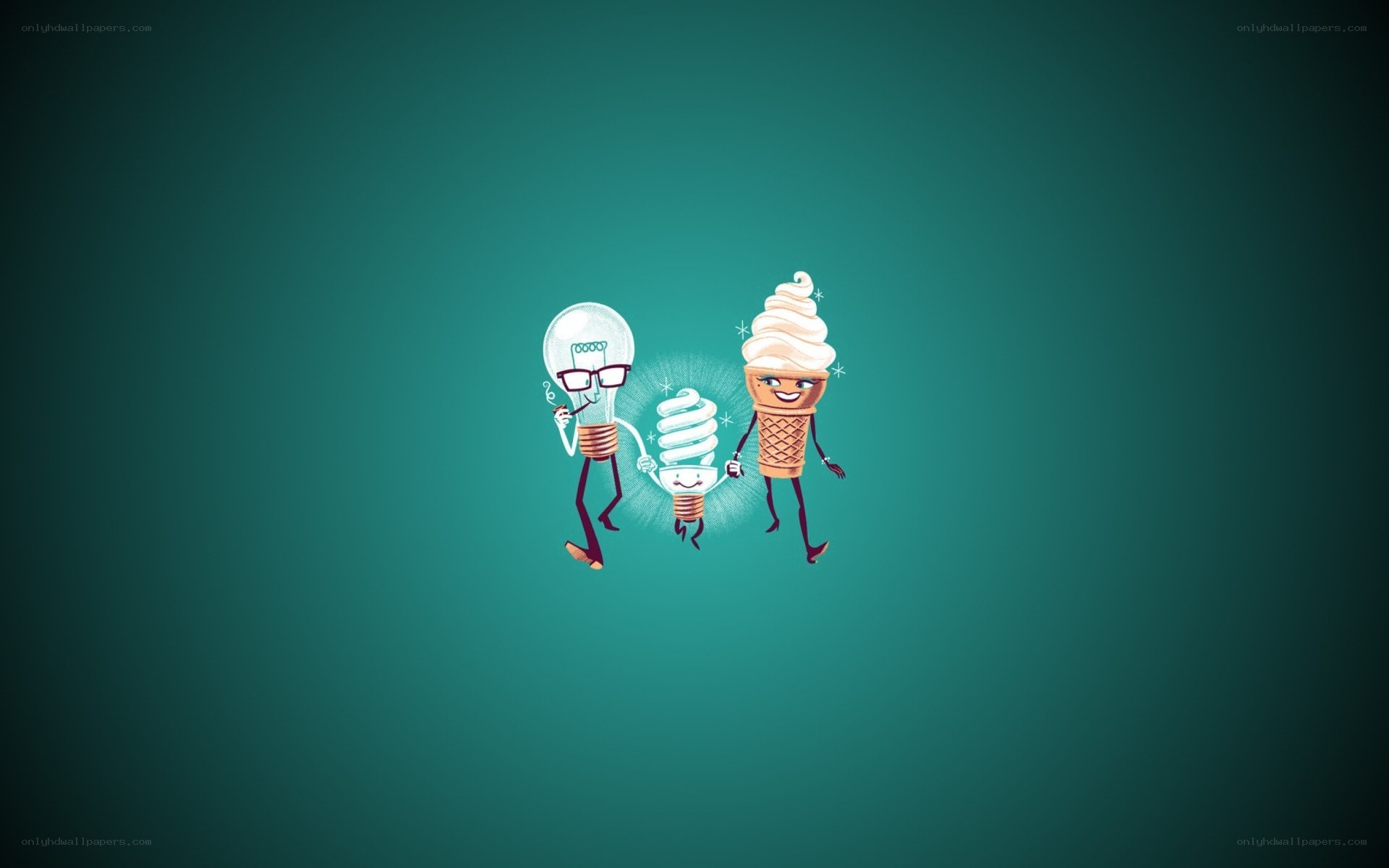 light bulb and ice cream characters