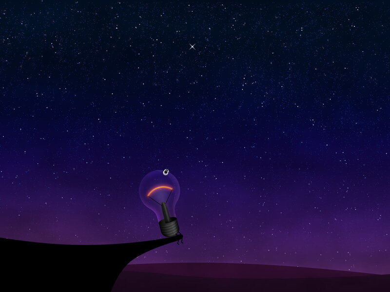 Light Bulb Character — Purple, Serene