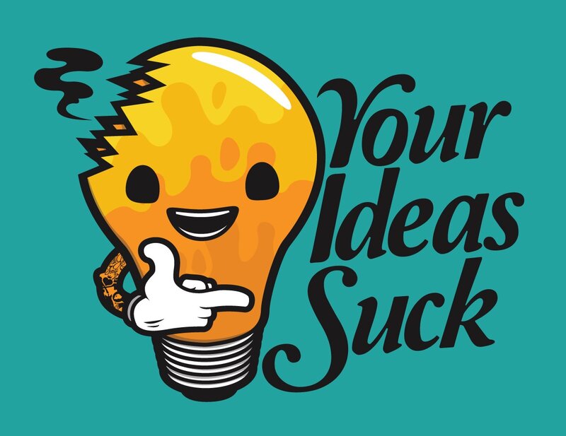 light bulb character with text