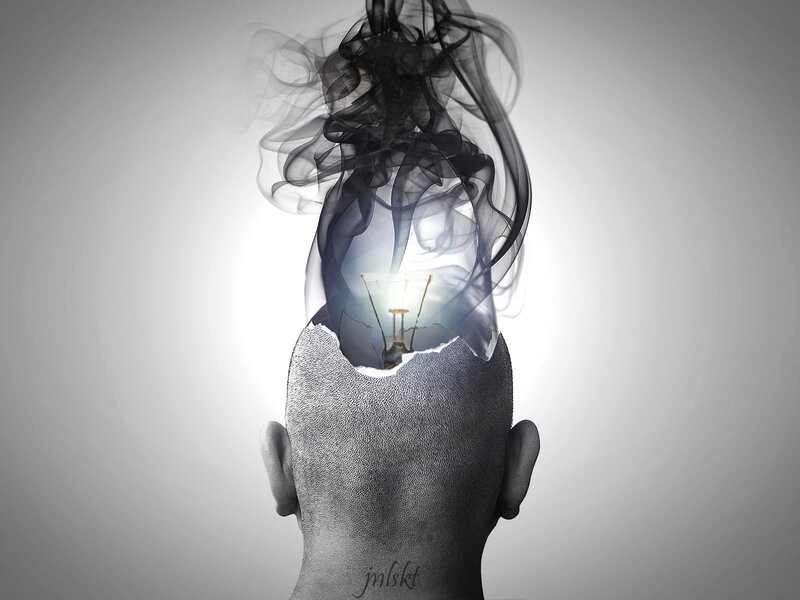 light bulb in head