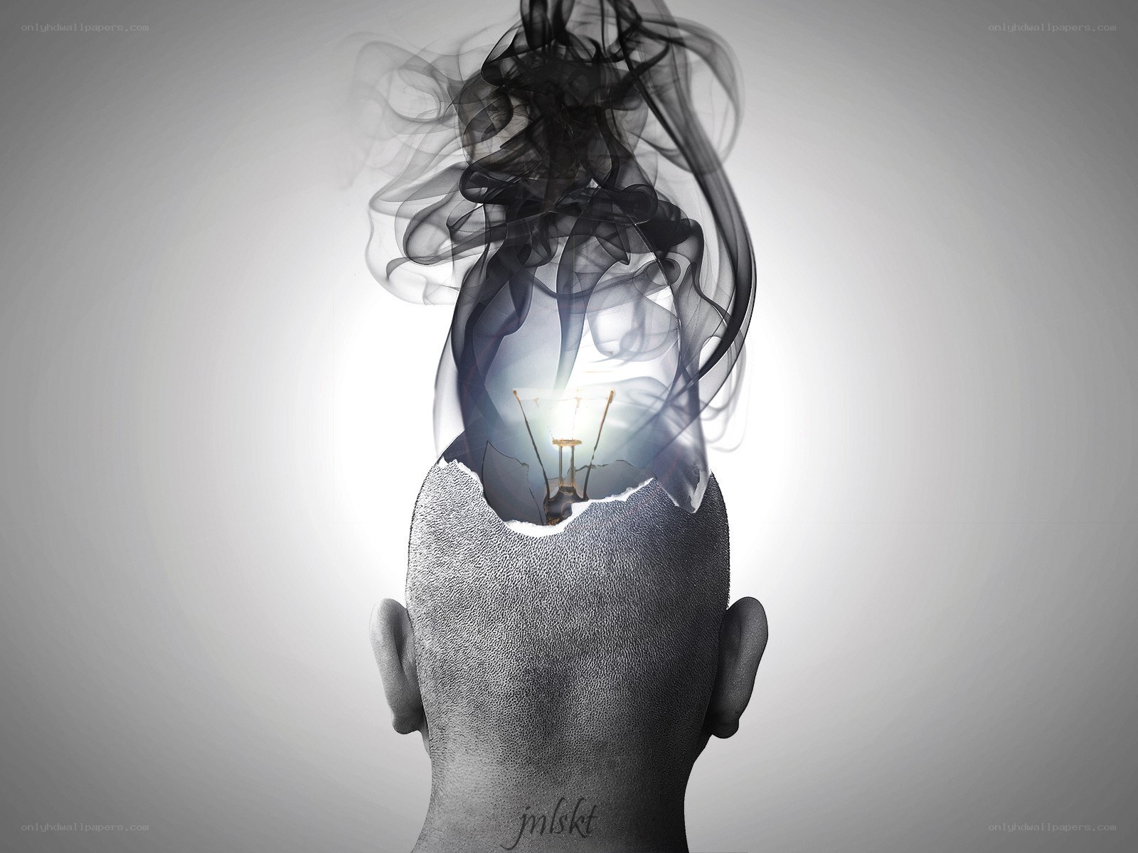 light bulb in head