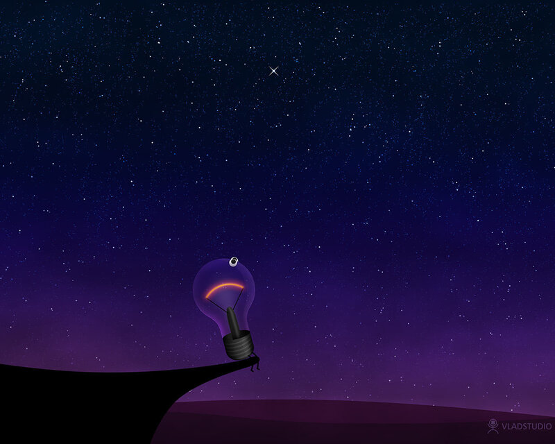 light bulb on a cliff