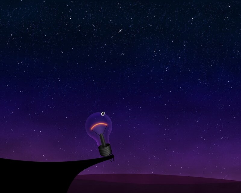 light bulb on cliff edge