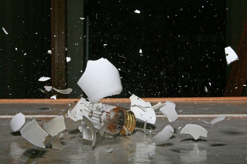 Light bulb shattering on floor