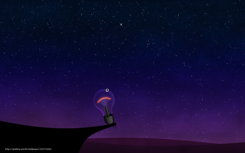 light bulb under starry sky