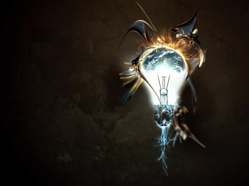 Light Bulb with Earth Inside — Black