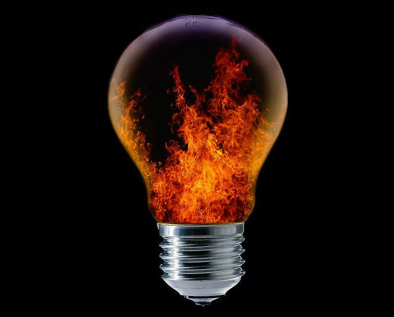 Light Bulb with Fire