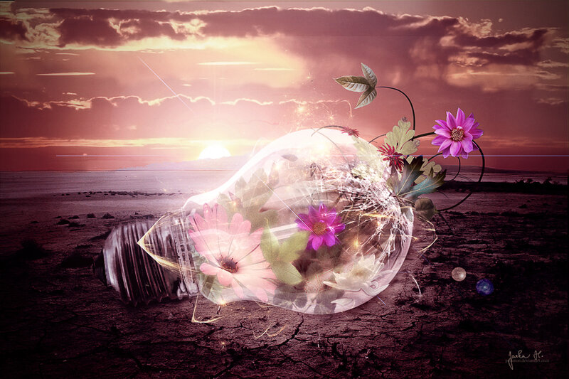Light Bulb with Flowers