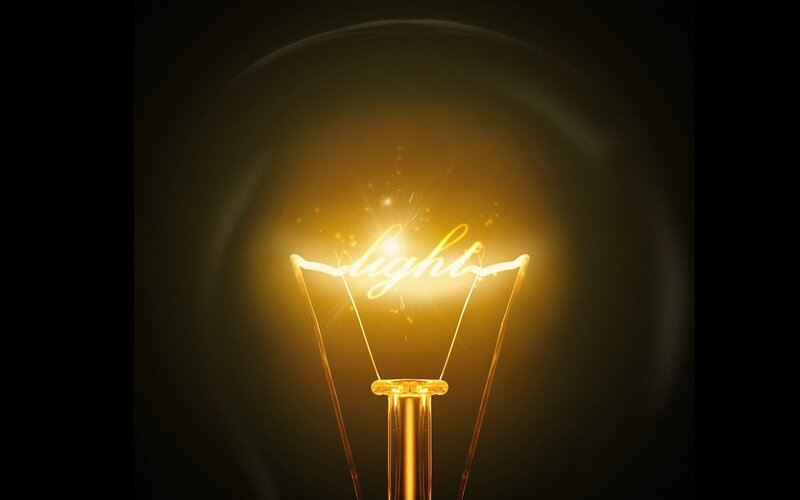 Light bulb with glowing filament