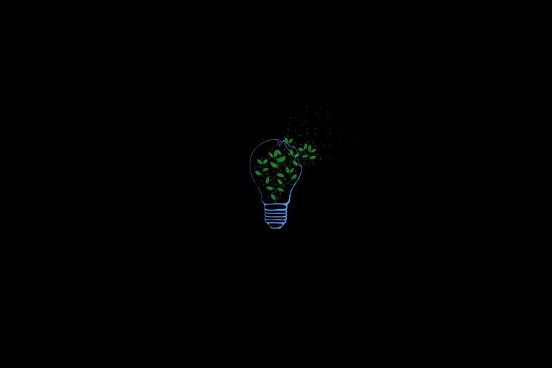 Light Bulb with Green Leaves