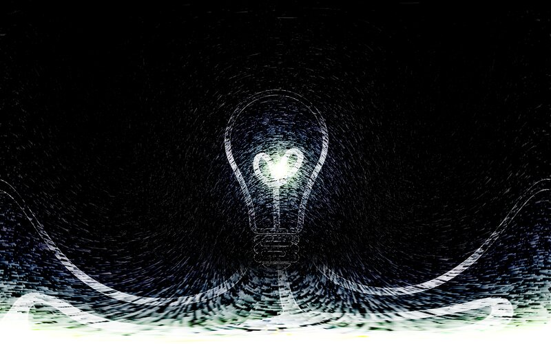Light Bulb with Heart Filament