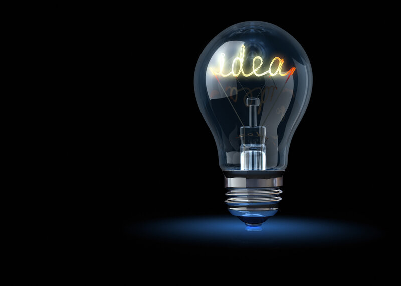Light Bulb with Idea Text — Black
