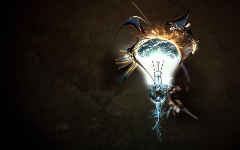 Light Bulb with Planet Earth