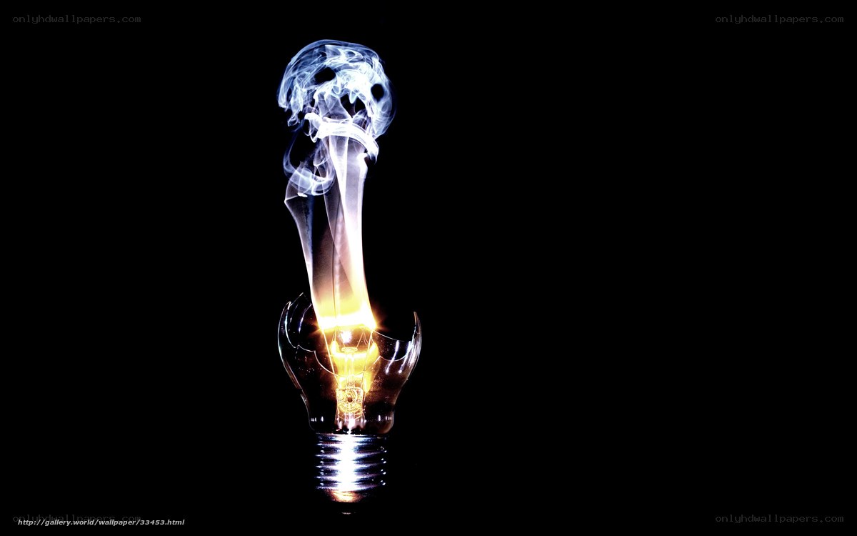 Light bulb with skull smoke