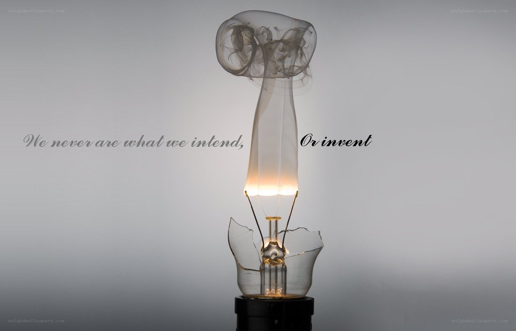 Light bulb with smoke and quote