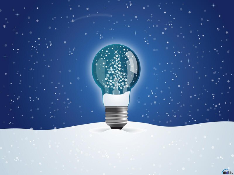 Light Bulb with Snowflake Tree — Blue
