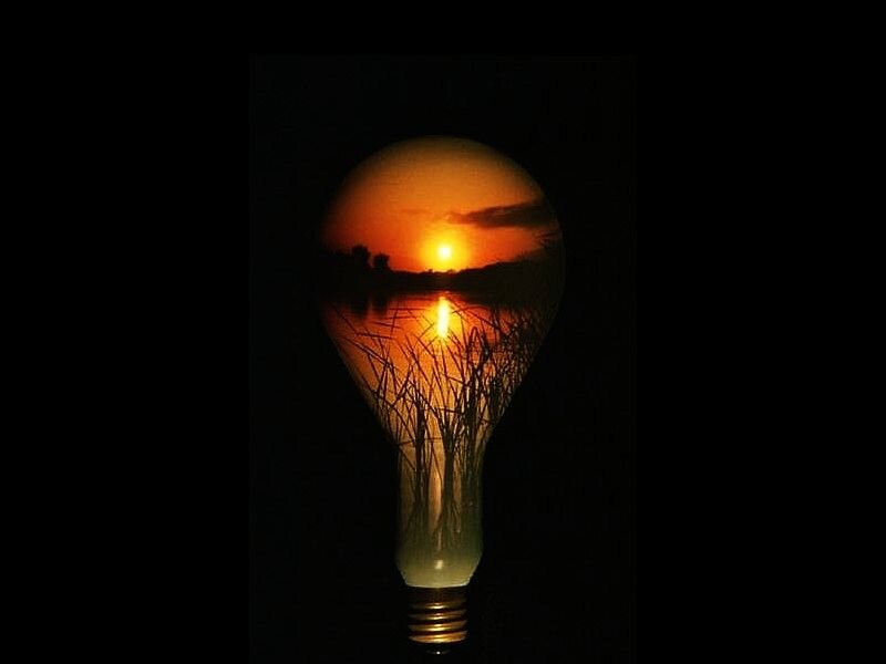 Light Bulb with Sunset — Orange