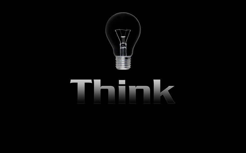 light bulb with think text