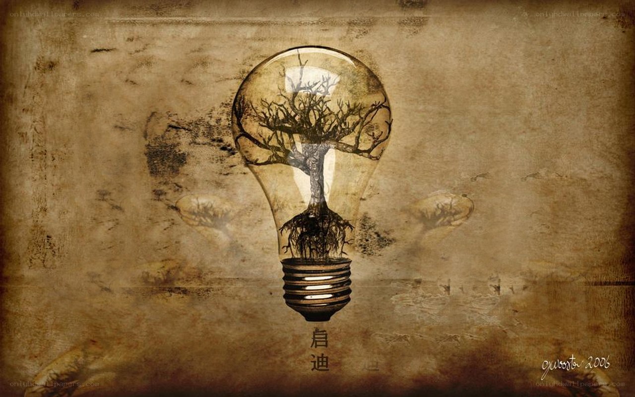 light bulb with tree inside