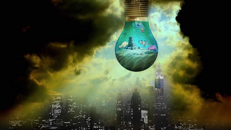 Light Bulb with Underwater Scene