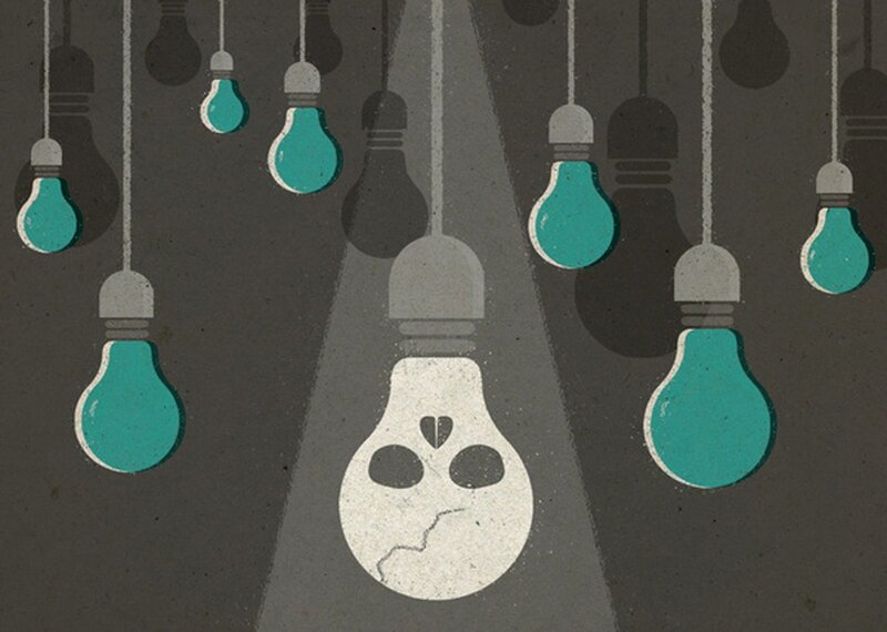 Light bulbs with a skull