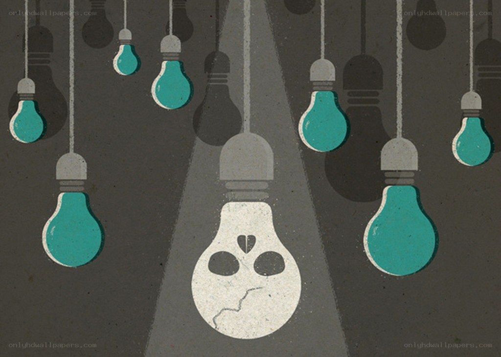 Light bulbs with a skull