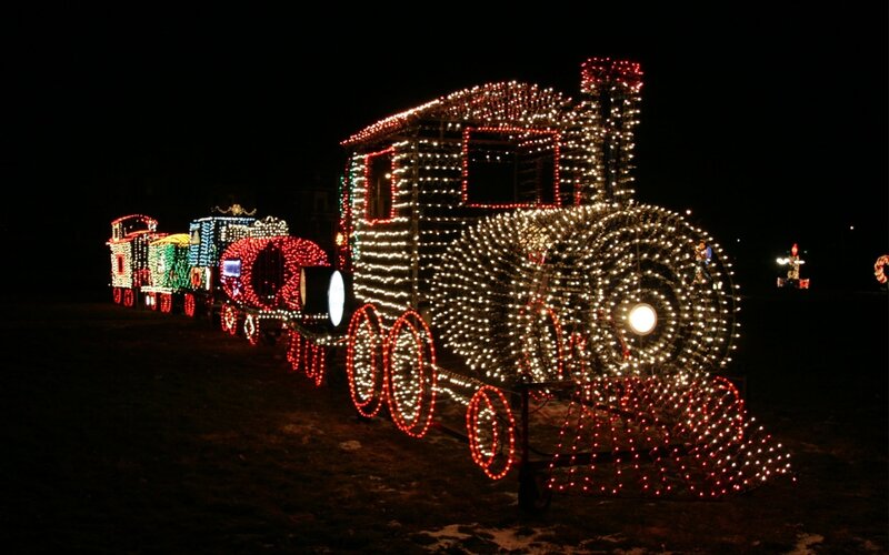 light-decorated train display