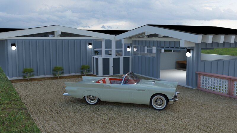 Light Green Convertible Car — Gray