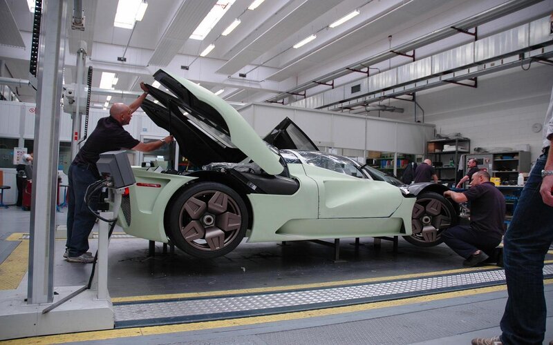 Light Green Sports Car — White, Industrial