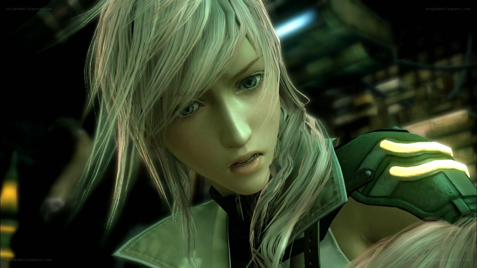 Light-haired character in green armor