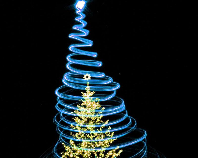 Light-painted Christmas Tree — Blue