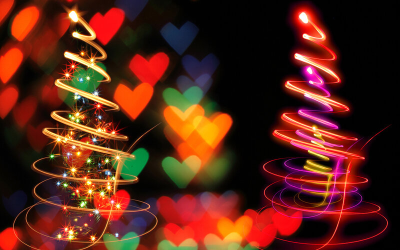 Light-painted Christmas Trees