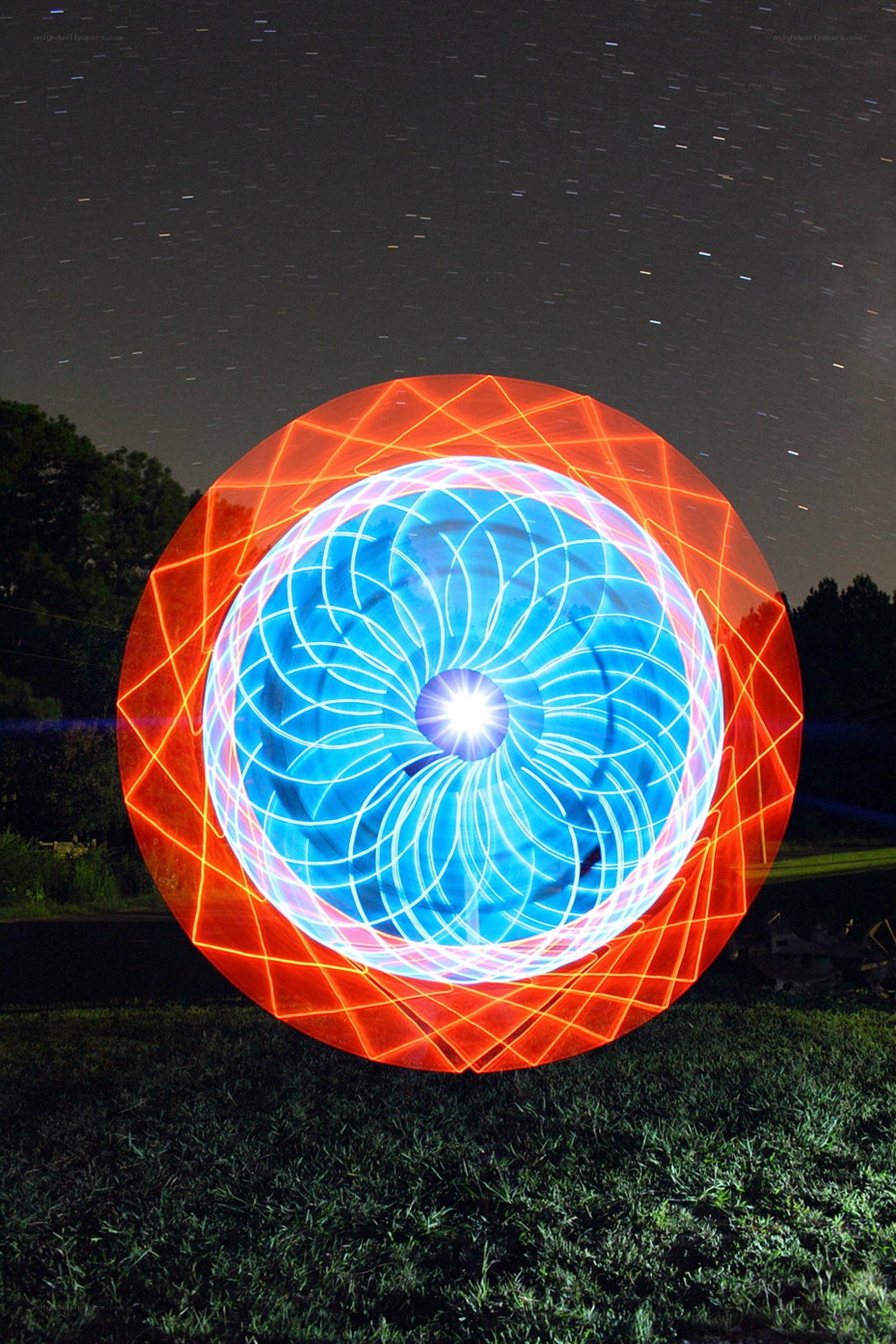 Light painting art at night