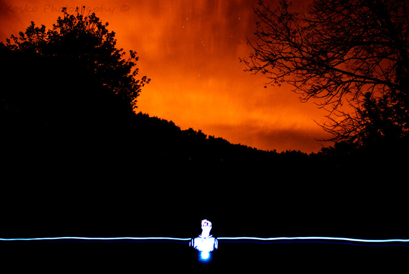 Light painting at sunset